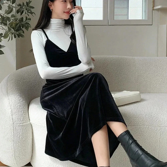 Black Casual Womens Solid Cami Dress - Picture 6 of 6